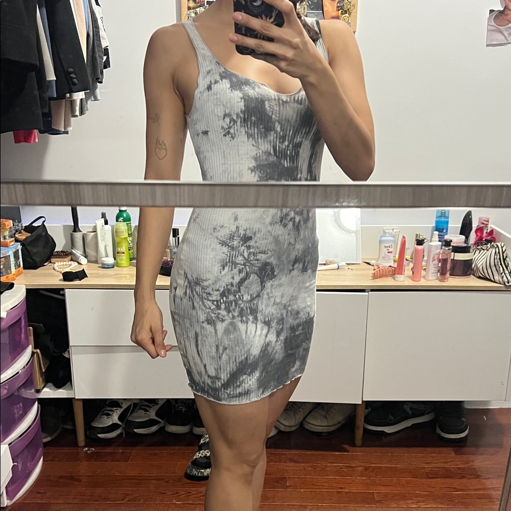 SHEIN Gray Tie-Dye Mini Dress